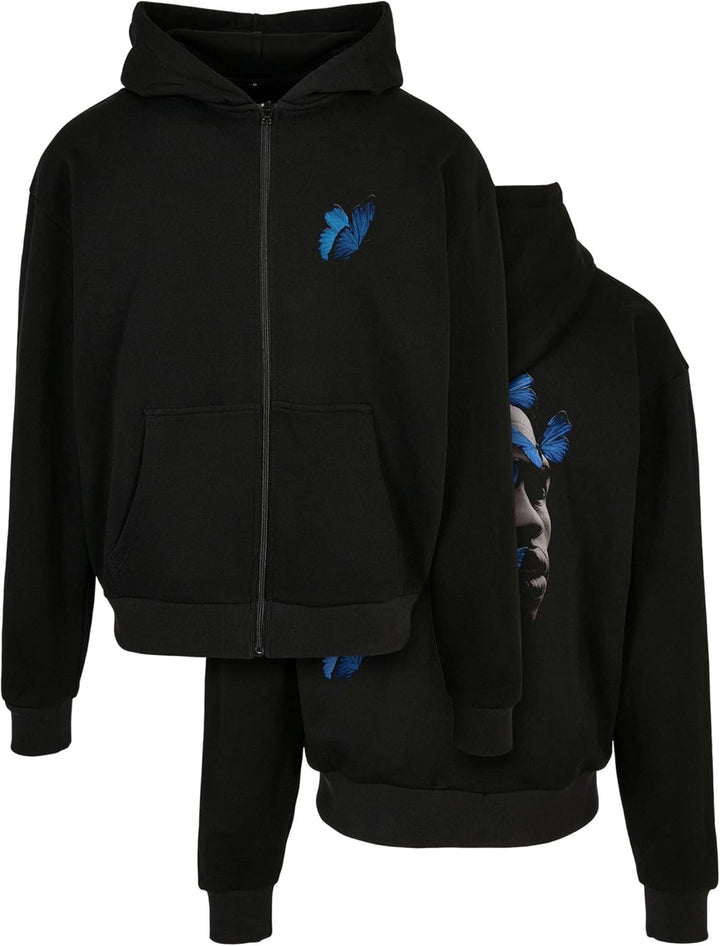 Mister Tee Herren Le Papillon Heavy Oversize Zip Hoody S Schwarz, S Schwarz