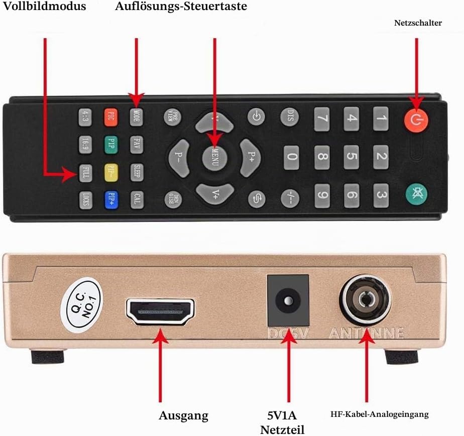 VBESTLIFE Analog TV Adapter für Analog-TV-Receiver mit HF HDMI Konverter (VDE) für alle Fernseher mi