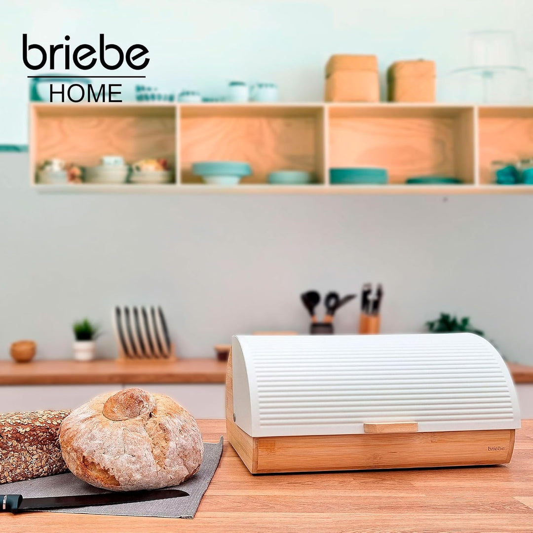 briebe Nordic Brotkasten für Brotaufbewahrung aus Bambusholz, Langanhaltende Frische des Brotes, Sch