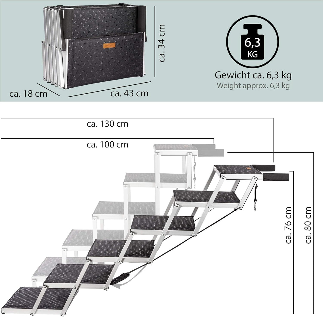 ONVAYA® Hundetreppe faltbar | Hunderampe Einstieghilfe für Autos oder hohe Betten | klappbare Hausti