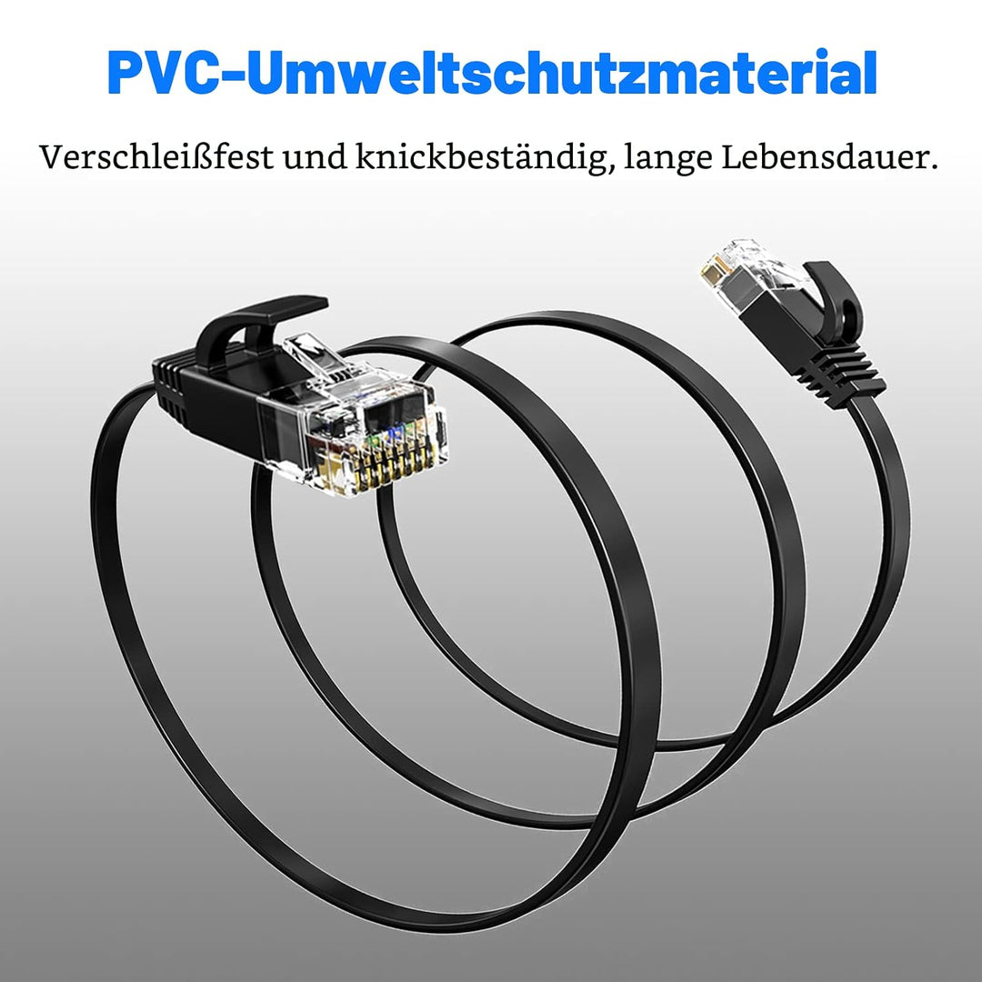 50m LAN Kabel Cat 6 Netzwerkkabel 50 Meter Outdoor, RJ45 Flach Ethernet Kabel High Speed Wlan Kabel