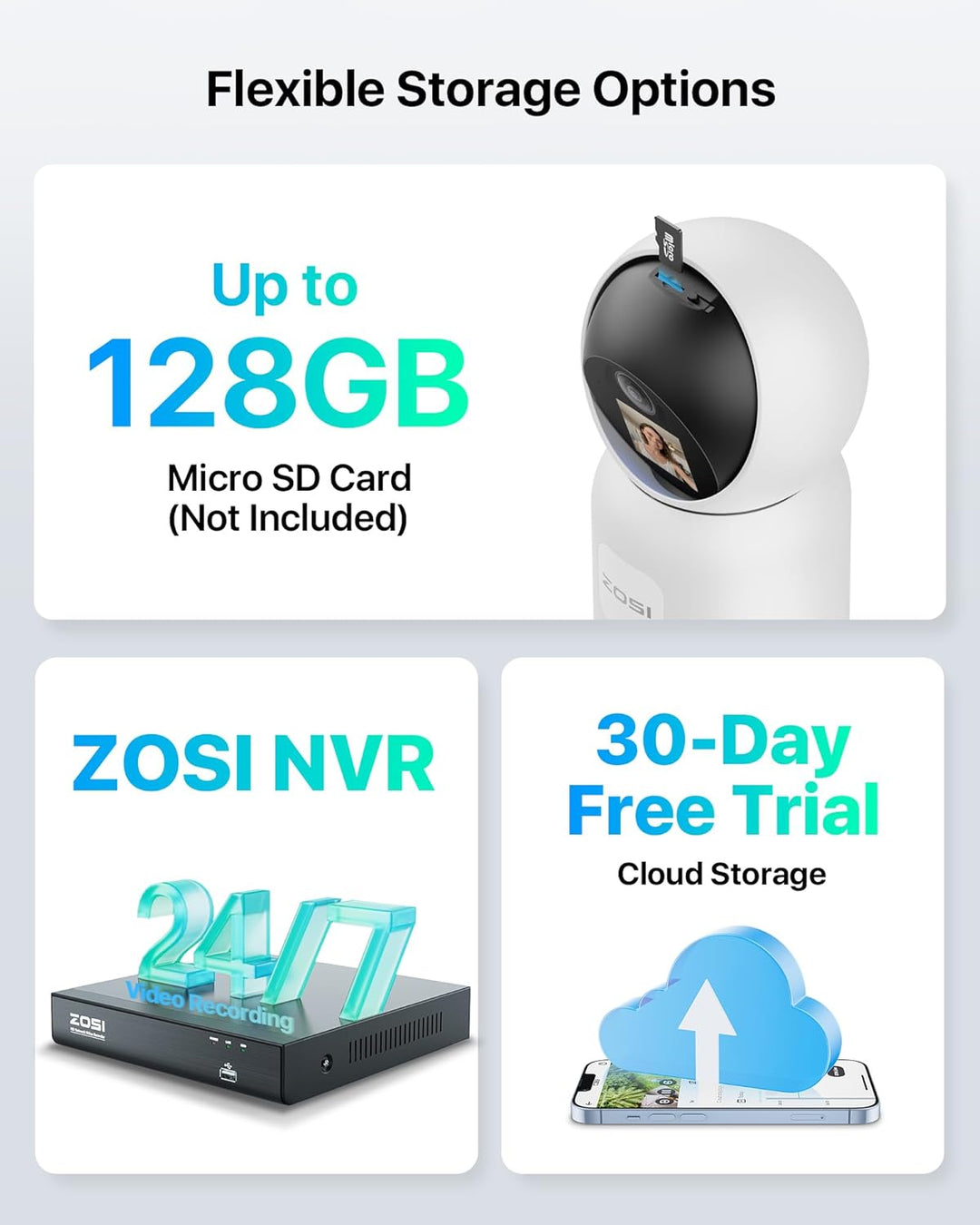 ZOSI 2,5K 4MP WLAN Innen Überwachungskamera mit Monitor, 360° Schwenkbare Kamera Indoor für Baby, 2,