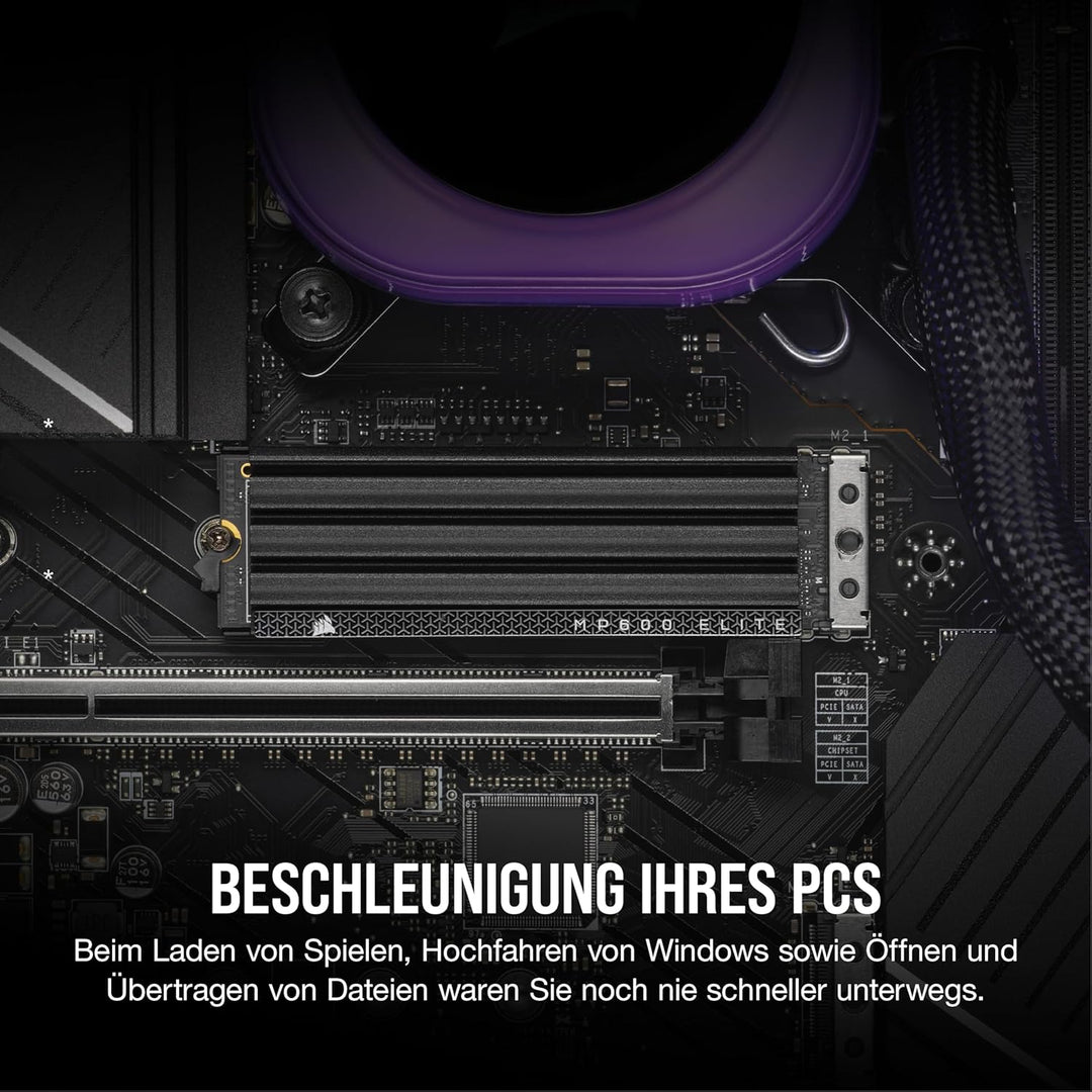 Corsair MP600 Elite 4TB M.2 PCIe Gen4 x4 NVMe SSD mit Integriertem Kühlkörper – M.2 2280 – Bis zu 7.