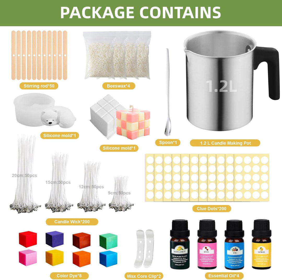 SAMISO Kerzen Selber Machen Set,Kerzenherstellung Kit,Kerzenherstellung Topf,8 Kerzenfarbe,1.2L Schm
