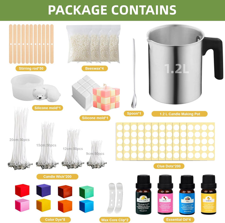 SAMISO Kerzen Selber Machen Set,Kerzenherstellung Kit,Kerzenherstellung Topf,8 Kerzenfarbe,1.2L Schm