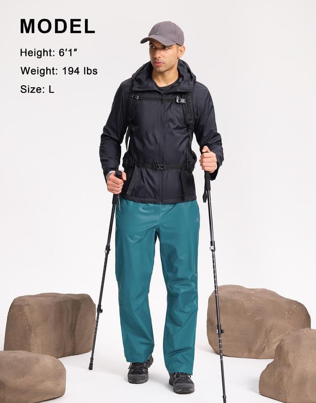 Pioneer Camp Regenhose Herren Wasserdicht 20000mm Leichte Packbar Fahrrad Überhose Winddichte Atmung