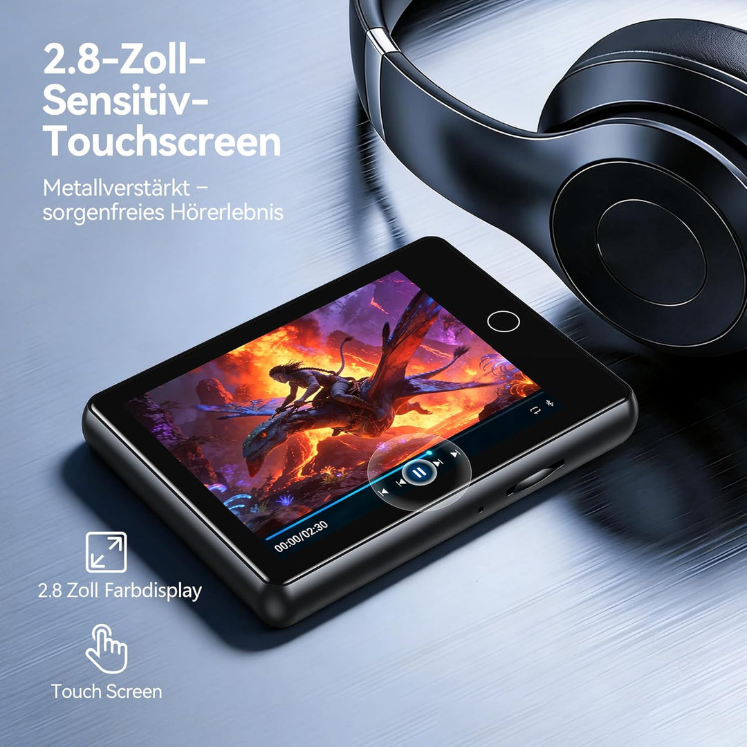 AGPTEK MP3 Player Bluetooth 5.3, 2,8 Zoll Full-Touchscreen Musik Player, Tragbarer HiFi Kinder MP3 P