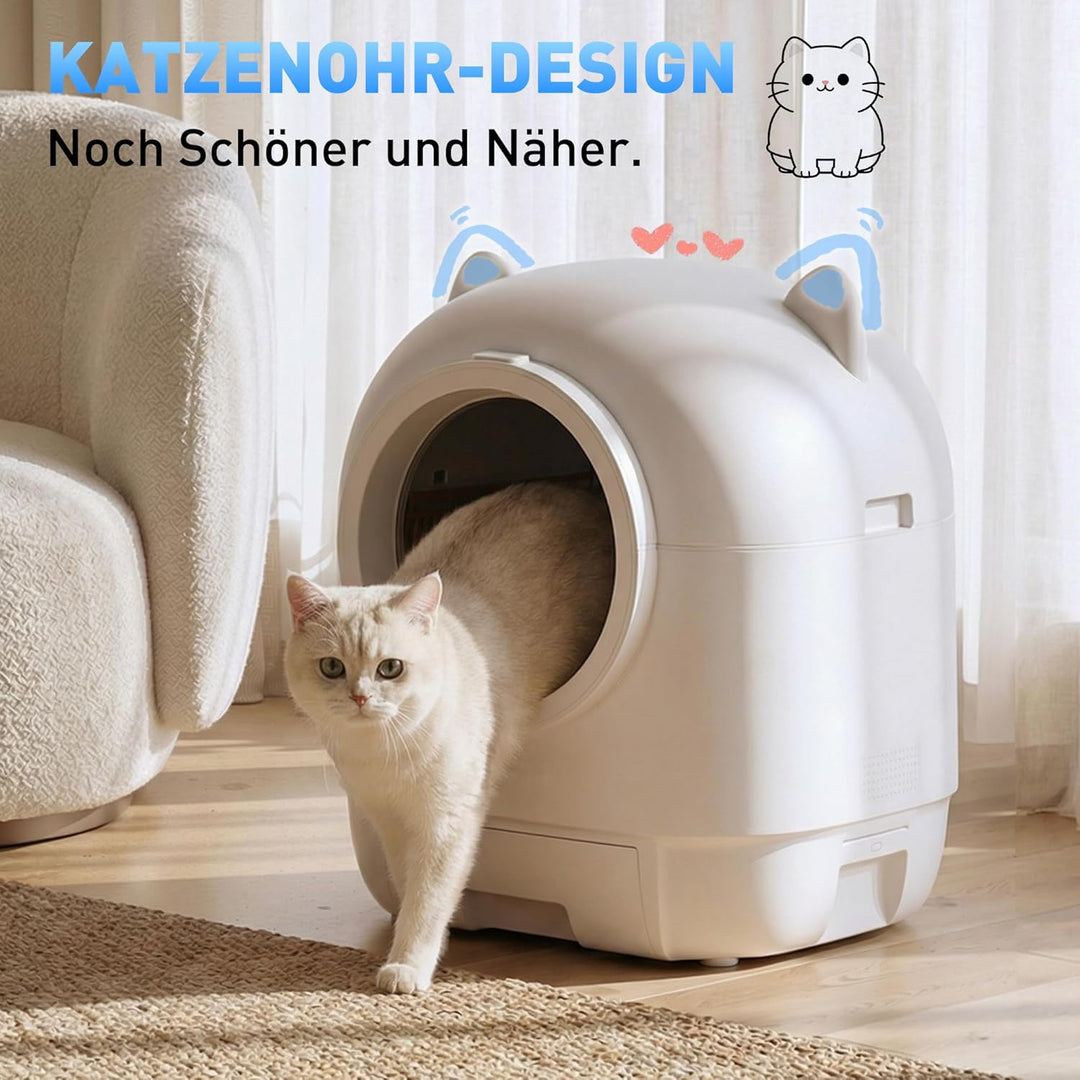 Devoko elektrisches katzenklo selbstreinigend, 90L Self-Cleaning Cat Litter Tray, niedliches Design
