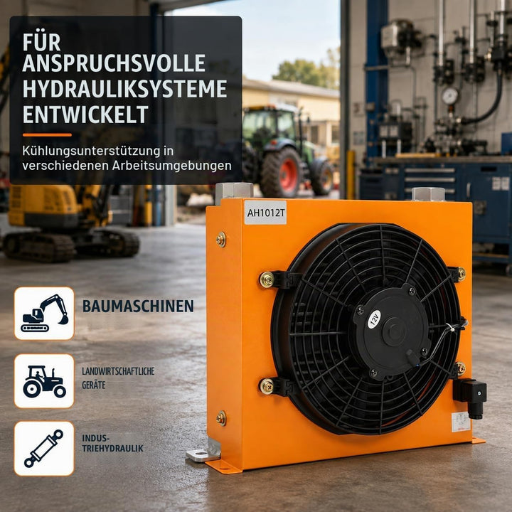 12V Hydraulischer Luftkühler Luftgekühlter Ölkühler, 120 W 100L/min Hydraulikölkühler Öl-Luftkühler,