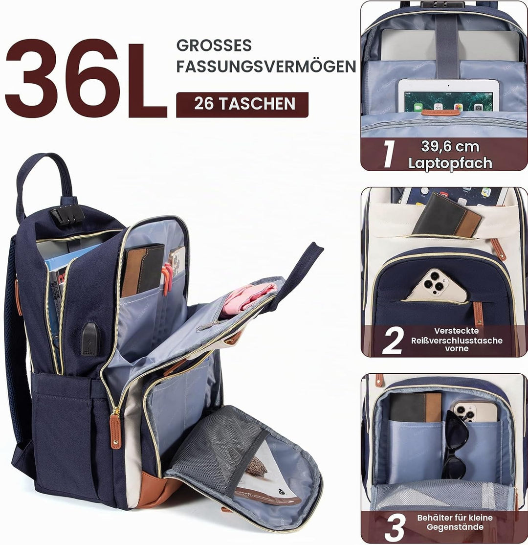 LOVEVOOK Rucksack Damen Laptop Rucksack 17 Zoll Schulrucksack Mädchen Teenager Wasserdicht Schultasc