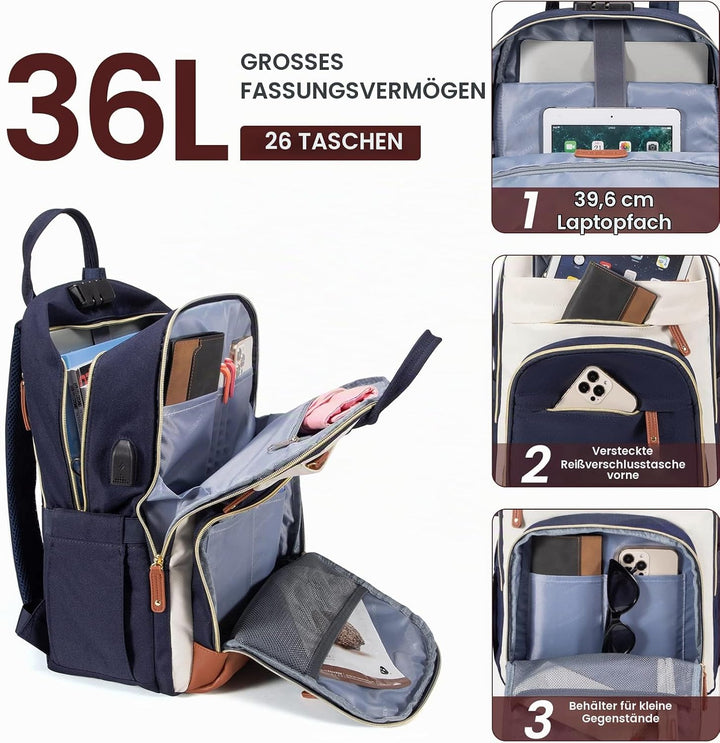 LOVEVOOK Rucksack Damen Laptop Rucksack 17 Zoll Schulrucksack Mädchen Teenager Wasserdicht Schultasc