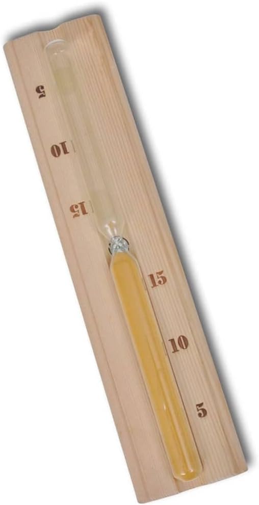 5-tlg. Saunazubehör mit Eimer Löffel Sanduhr Thermo-Hygrometer aus Holz für Sauna Wellness Entspannu