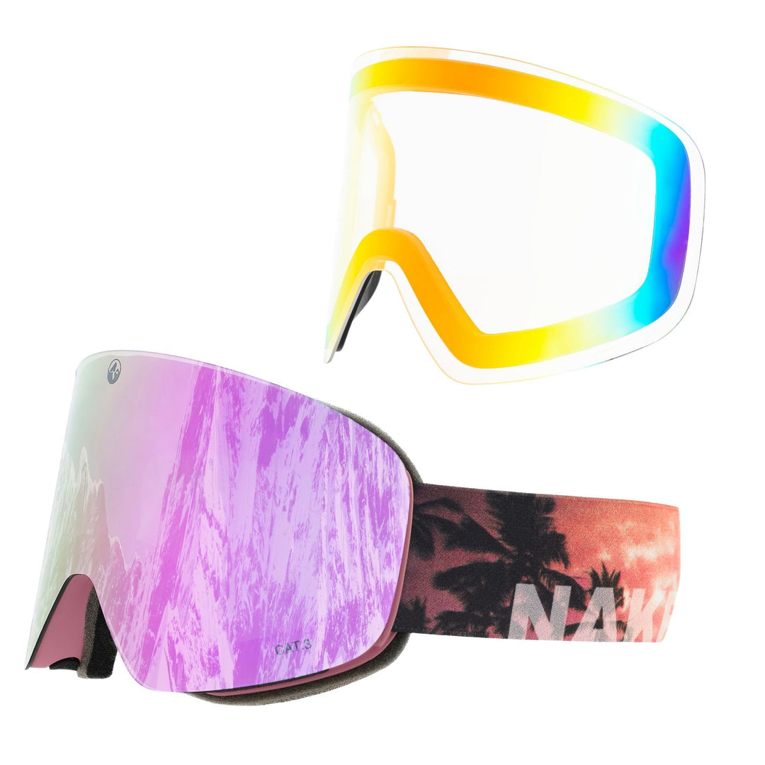 NAKED Optics® Skibrille Snowboard Brille für Damen und Herren - Verspiegelt mit Magnet-Wechselsystem