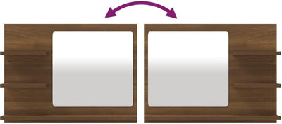 MNISDFL Unterschrank Bad Waschbeckenunterschrank Badspiegel Braun Eiche-Optik 60x10,5x45 cm Holzwerk