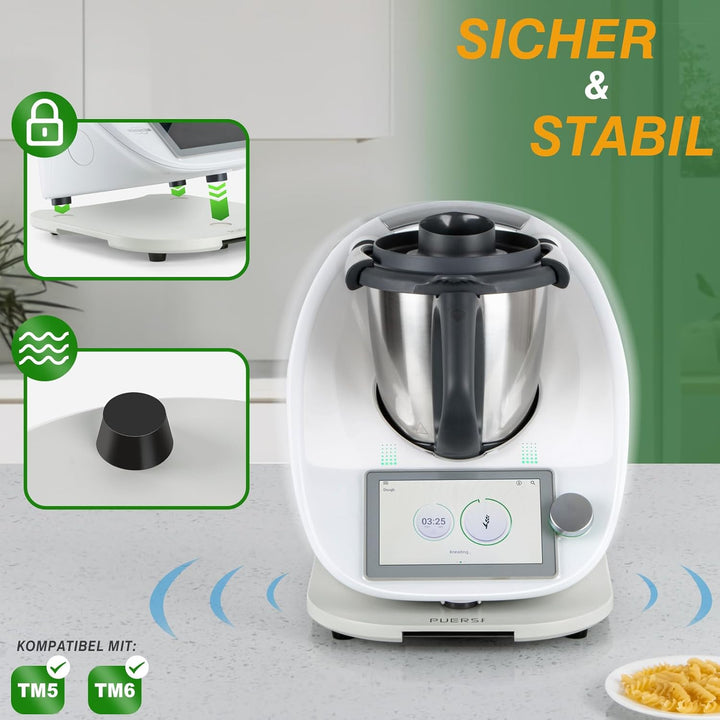 PUERSI Gleitbrett für Thermomix TM6/TM5, 2te Generation, Brett für Thermomix mit Rollen, Leicht Glei