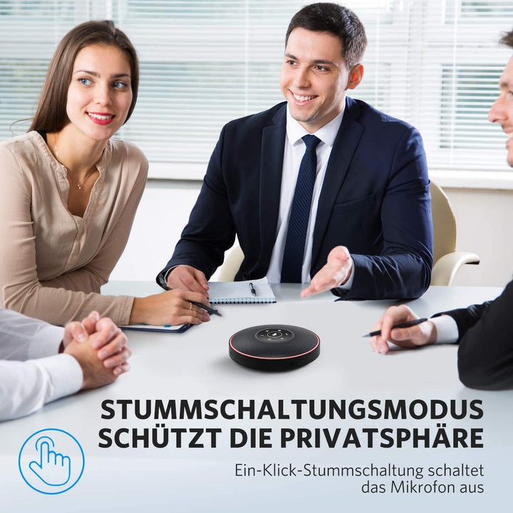 EMEET M2 Bluetooth Konferenzlautsprecher - USB Speakerphone mit 4 AI-Mikrofon, 360º Spracherkennung,