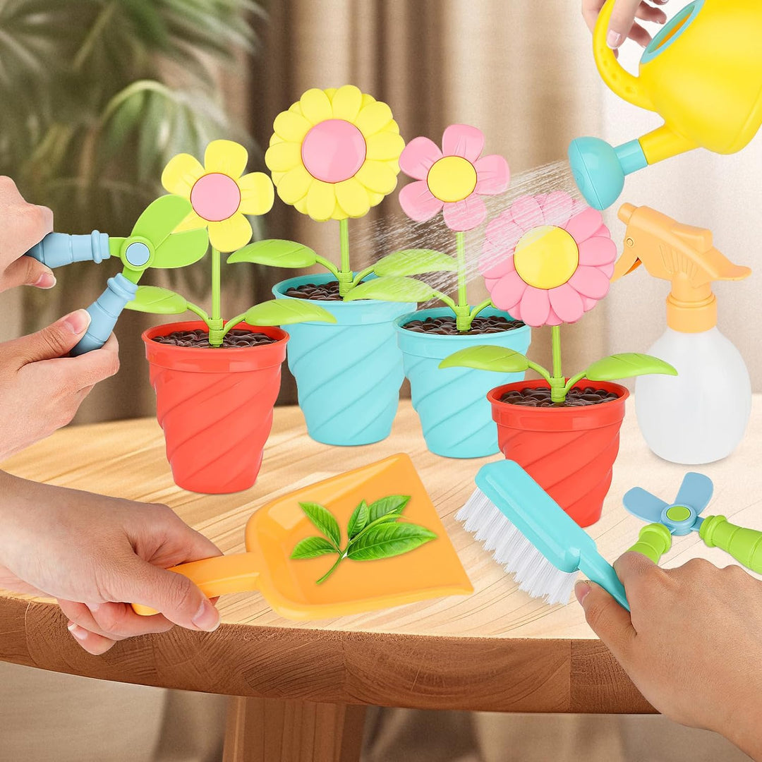 YAOZUP 24 Stück Kinder Gartengeräte Spielzeug mit Aufklebern, Gartenspielzeug Kinder, Sandspielzeug