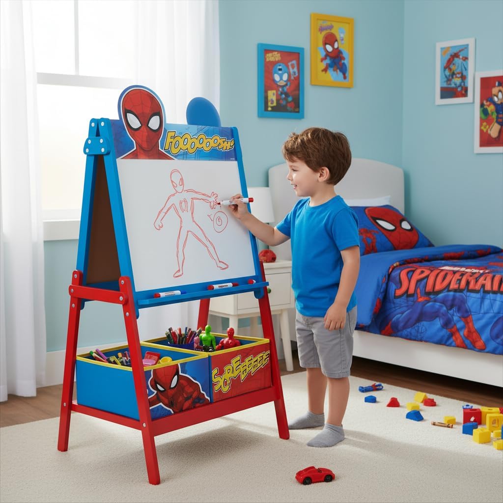 ARDITEX – Kindertafel von Marvel Spiderman mit doppelseitiger Oberfläche für Kreide und Filzstift un