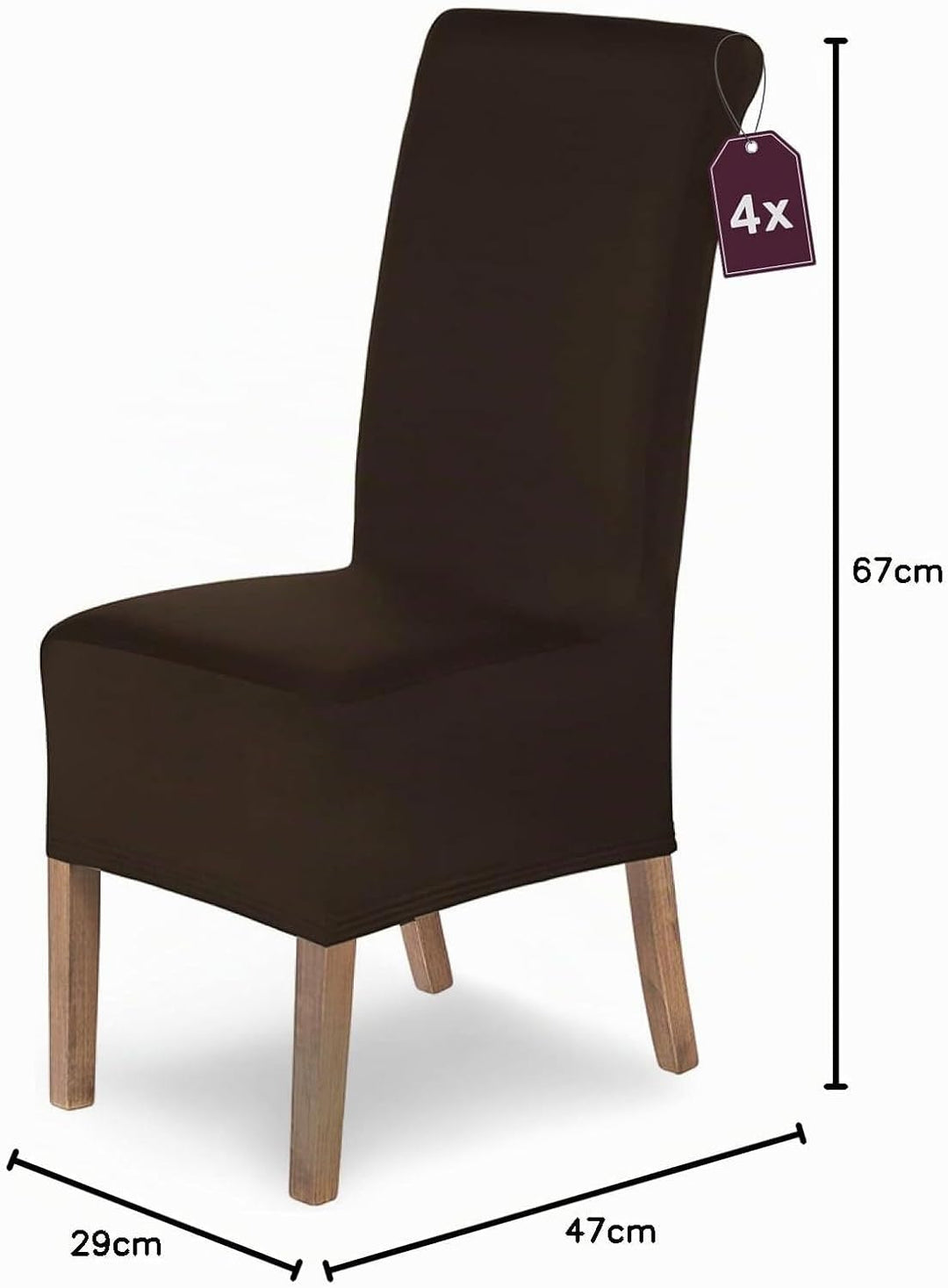 SCHEFFLER-Home Stuhlhussen 4er Set Lena Braun/elastische und langlebige Hussen für Stühle/Robustes F