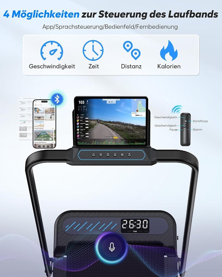 Walking Pad with 10% Incline, Folding Treadmills for Home Foldable with Handle Bar, 3.0HP Under Desk