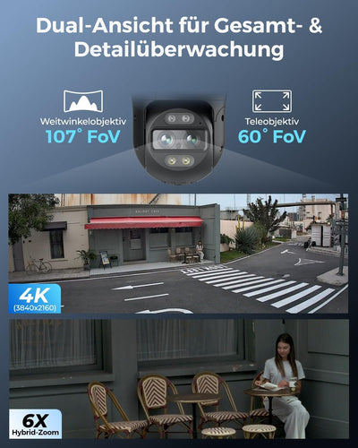 Reolink 4K Wi-Fi 6 PT Überwachungskamera Aussen Set, 2X WLAN Kameras Outdoor mit 355° Pan & 50° Tilt