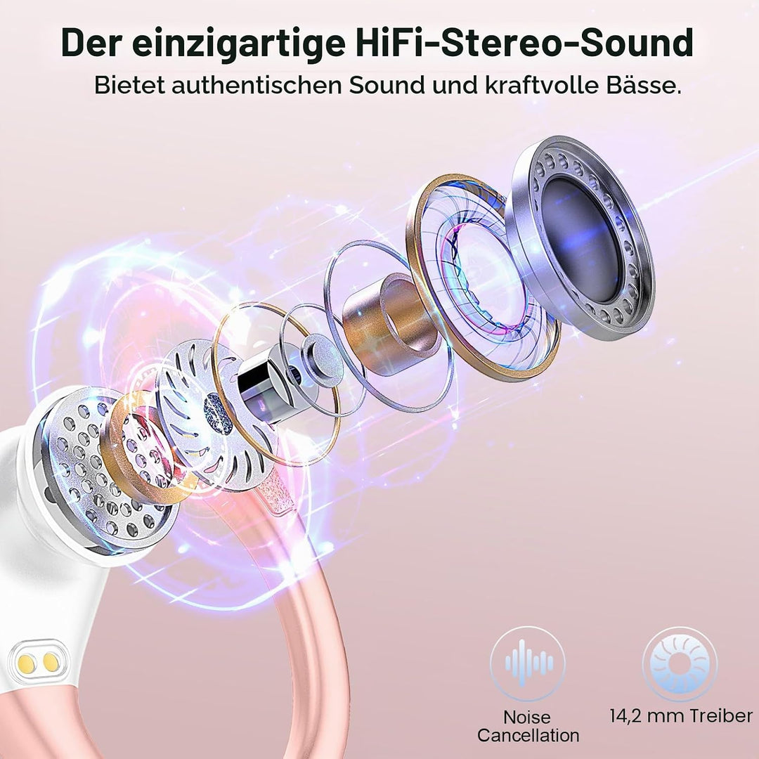 Bluetooth Kopfhörer Sport, 75Std Kopfhörer Kabellos Bluetooth 5.4, 3D Stereo, In Ear Kopfhörer 4 ENC