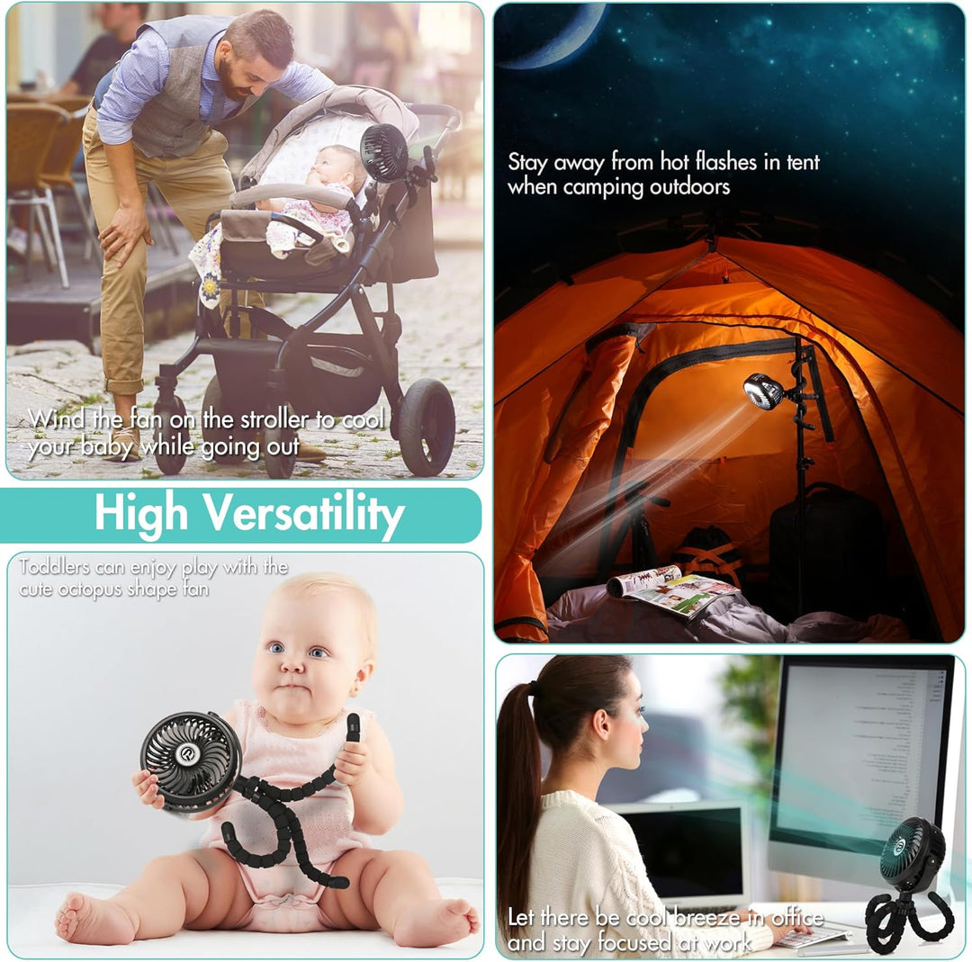Winique USB Ventilator Leise Handventilator Mini Fan Mit 3 Geschwindigkeiten/ 360°Verstellbar/ LED-L