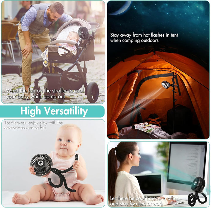 Winique USB Ventilator Leise Handventilator Mini Fan Mit 3 Geschwindigkeiten/ 360°Verstellbar/ LED-L