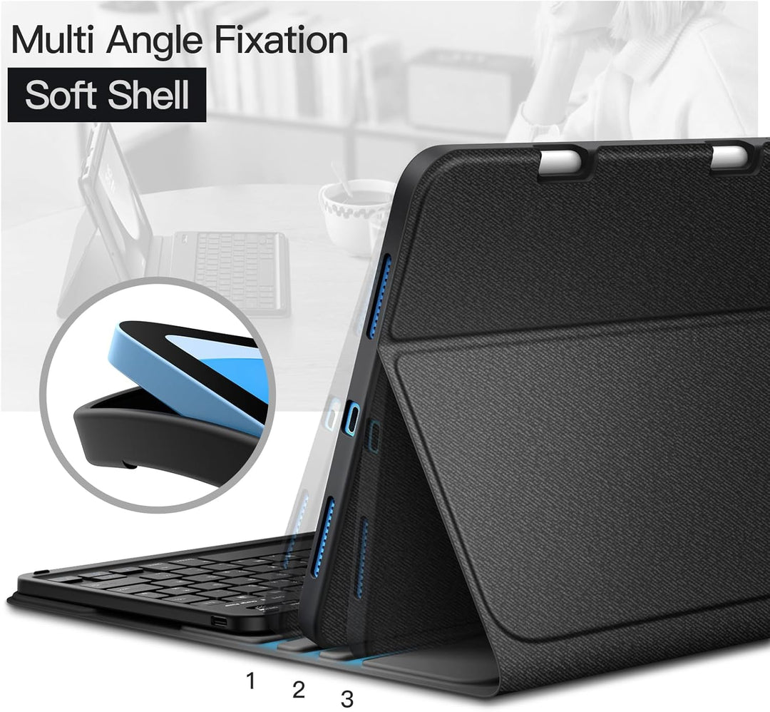 JETech Keyboard Hülle für iPad (A16) 11./10. Generation (2025/2022) mit Stifthalter, Magnetisch Abne