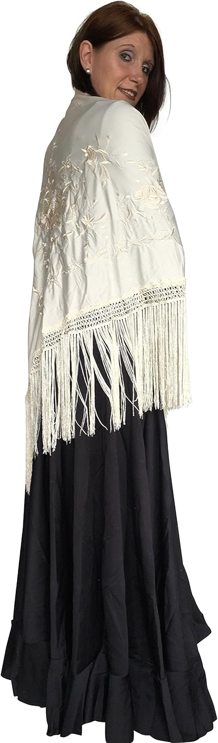 La Senorita Spanischer Manton Tuch Schal bestickt. Flamenco-Tücher für das Fair-, Sevillana- oder Fl