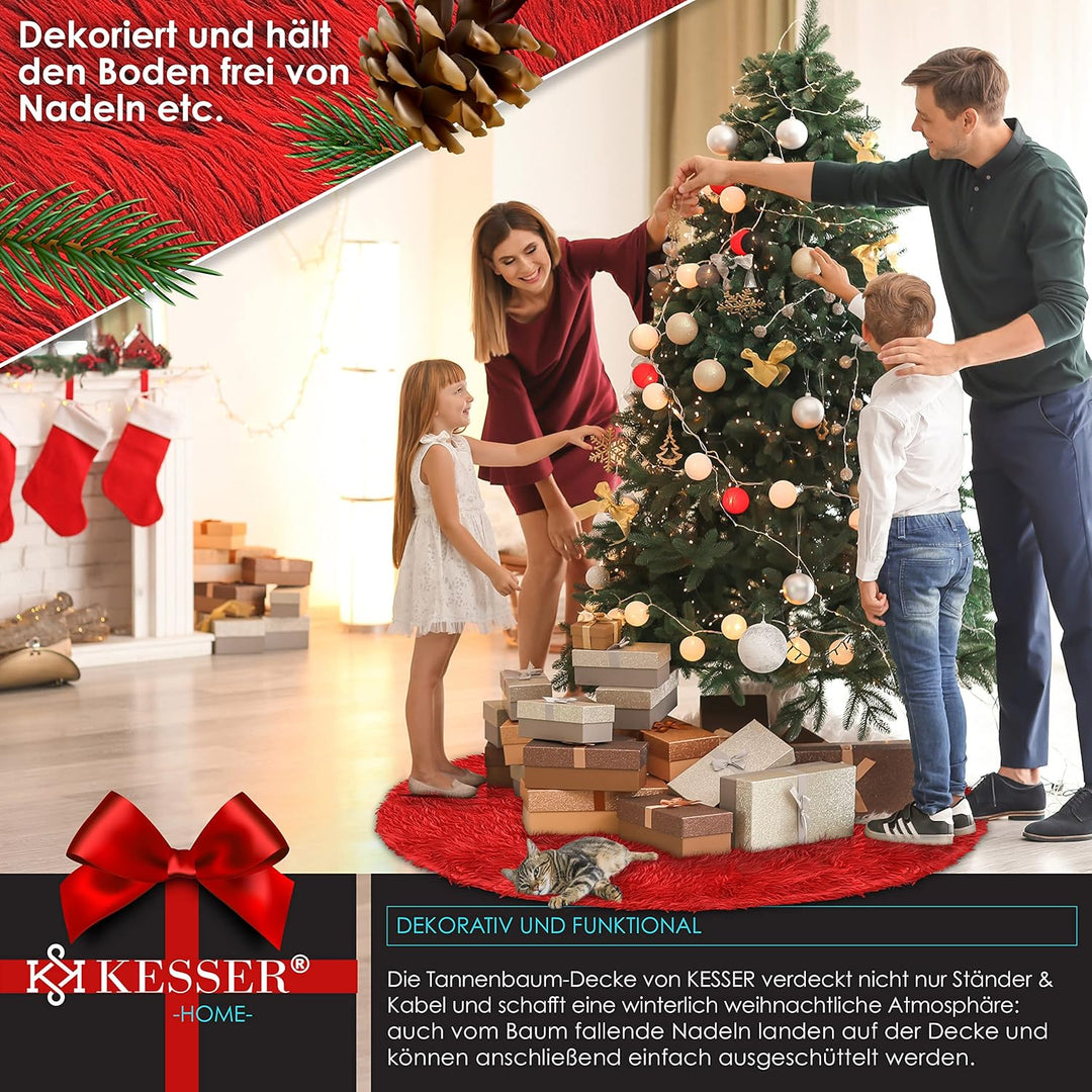 KESSER® Weihnachtsbaumdecke Tannenbaum Decke Christbaumdecke kunstfell Ø 150cm, Rund Teppich Filz Pl