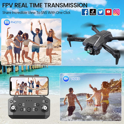 Mingfuxin Faltbare Drohne mit Kamera für Anfänger, RC Quadcopter Drohne mit App WIFI FPV Live-Video,