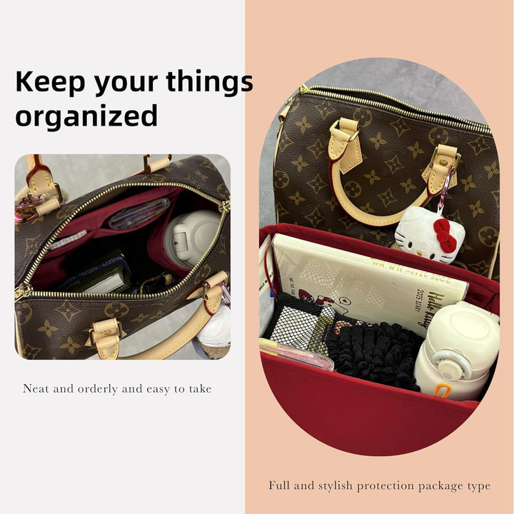 DGAZ Handtaschen Organizer Einsatz, Seide Handtaschenorganisator für LV Speedy Nano/20/25/30/35/40/4