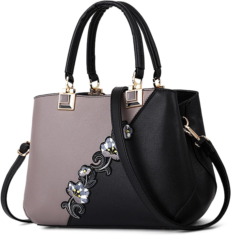 DIRRONA Damen Handtasche Mode Blumenmuster Schulterbeutel Grosse Kapazität Umhängetasche Casual Reis