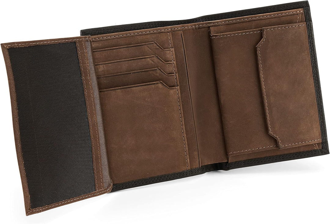 SERASAR | Leder Geldbeutel Herren [Vintage] mit RFID Schutz | Schwarz/Braun | Echtleder | 12 Kartenf