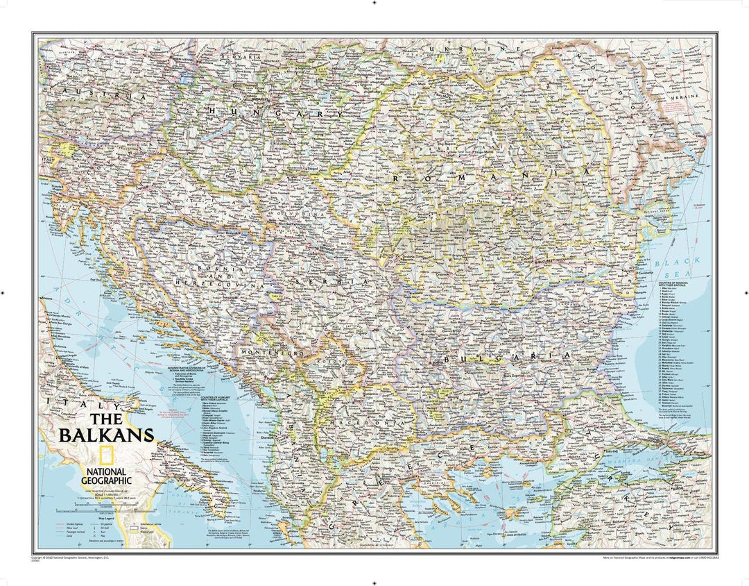 The Balkans Classic, Tubed: Wall Maps Countries & Regions (National Geographic Reference Map), Karte