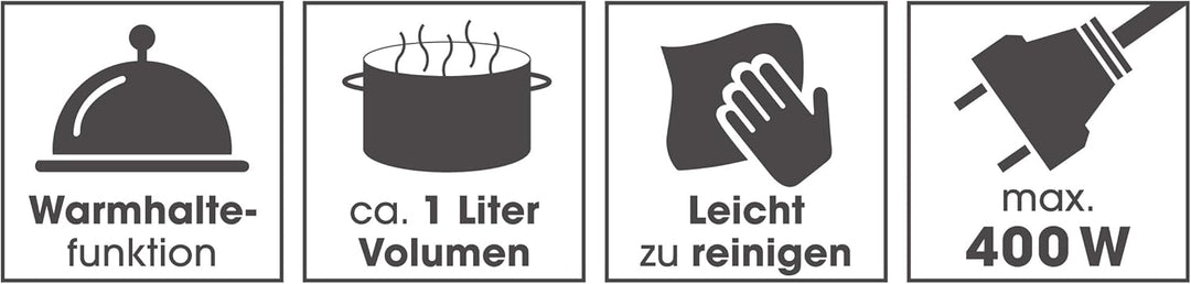 GOURMETmaxx Kompakt-Reiskocher & Dampfgarer, 1L, inkl. Dampfeinsatz, Gartopf, Reislöffel & Messbeche