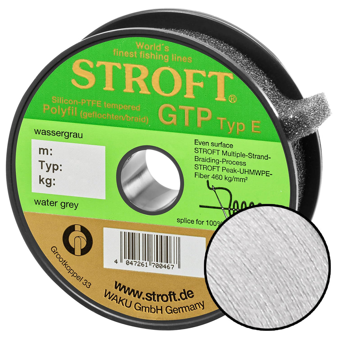 WAKU Stroft Schnur GTP Typ E geflochten wassergrau 125m Typ E4 9,50kg, Typ E4 9,50kg