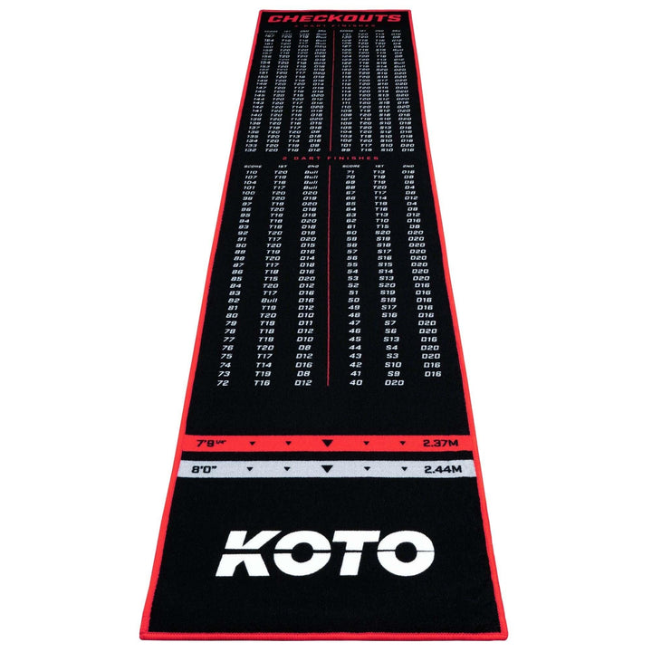 KOTO - Dartteppich Check Out 285 x 60 cm, Dartmatte, rutschfeste Unterseite, 4 Wurflinien 285x60cm,