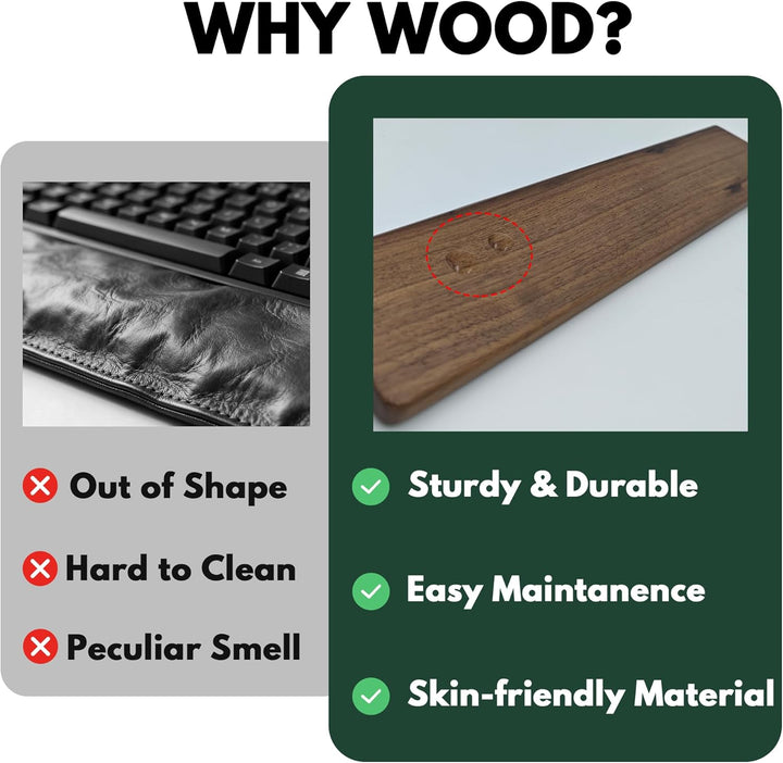 Walnussholz-Handgelenkauflage für Tastaturen in voller Grösse, schmutzabweisende ergonomische Handau