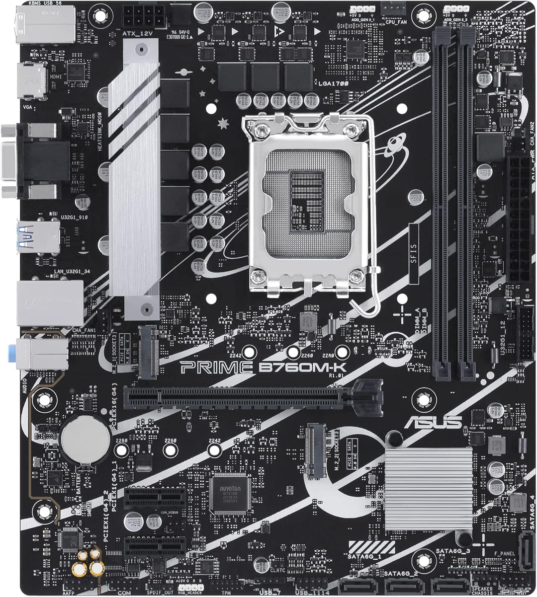 ASUS Prime B760M-K Gaming Mainboard Sockel Intel LGA 1700 (Intel B760, mATX, DDR5 Speicher, 2X PCIe