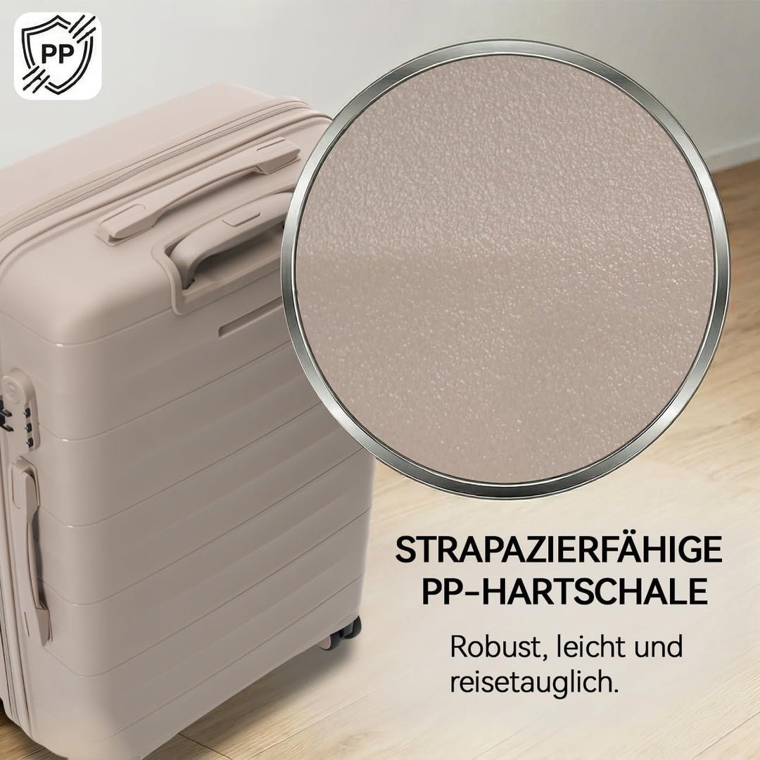 Mariner Handgepäck Koffer aus 100% Eco-PP Hartschale, 55x36x21 cm, 34L, Dune Grey Dune Grey S, Dune