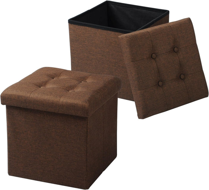 WOLTU SH06br-2 2er Set Sitzhocker mit Stauraum Sitzwürfel Sitzbank Faltbar Truhen Aufbewahrungsbox,