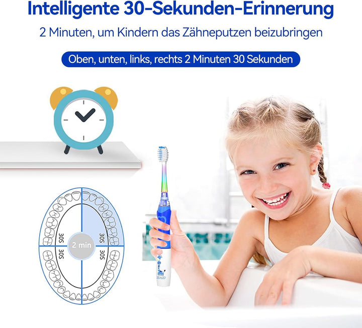Seago Elektrische Zahnbürste Kinder ab 3-12 jahre Kinderzahnbürsten Elektrisch mit Farbigem Licht Sm