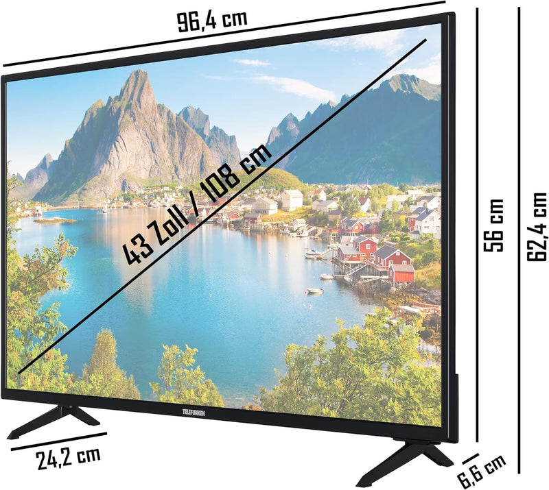 TELEFUNKEN XU43SN550S 43 Zoll Fernseher/Smart TV (4K Ultra HD, HDR, Triple-Tuner, Dolby Atmos) - Ink