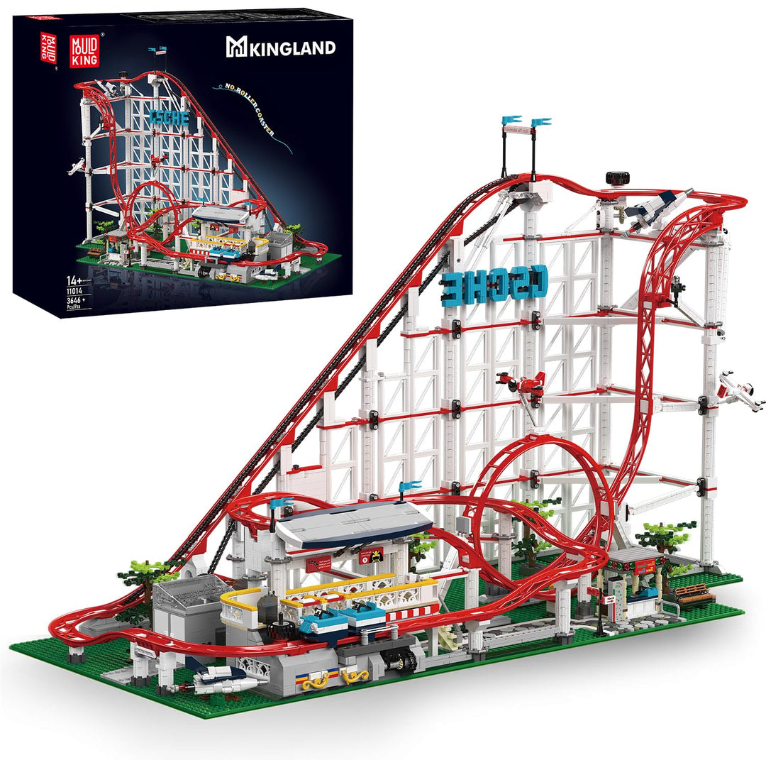 Mould King 11014 Technik Gross Vergnügungspark Loop Coaster Bausatz, MOC Themenpark Achterbahn Model