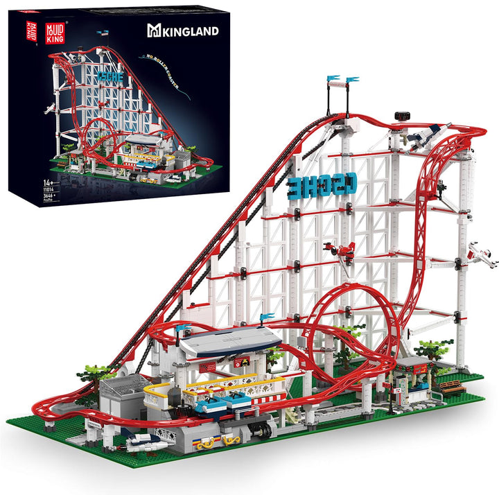 Mould King 11014 Technik Gross Vergnügungspark Loop Coaster Bausatz, MOC Themenpark Achterbahn Model
