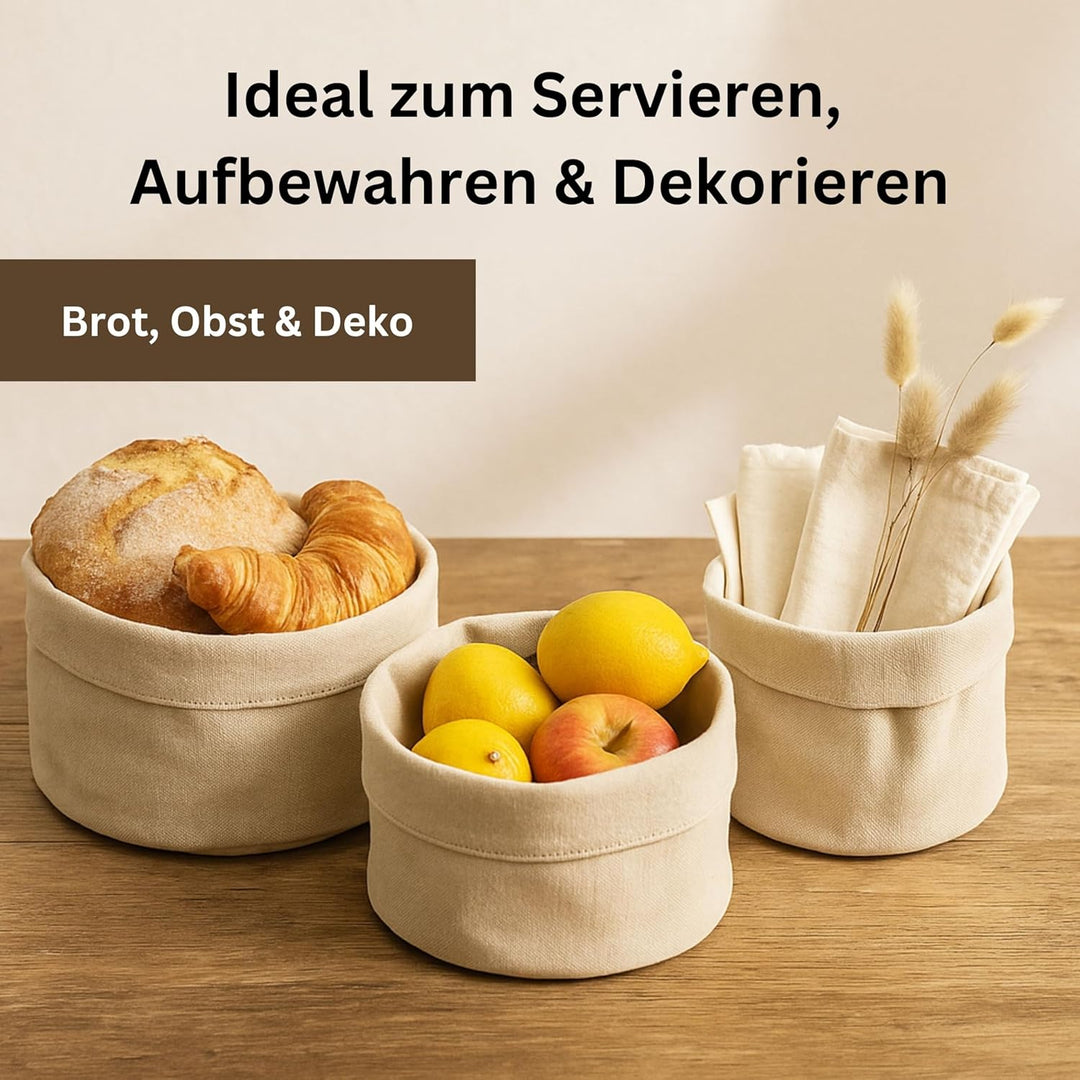 Brotkorb aus Hanf & Baumwolle - nachhaltiger Brötchenkorb für Tisch & Küche - Brotkörbchen plastikfr