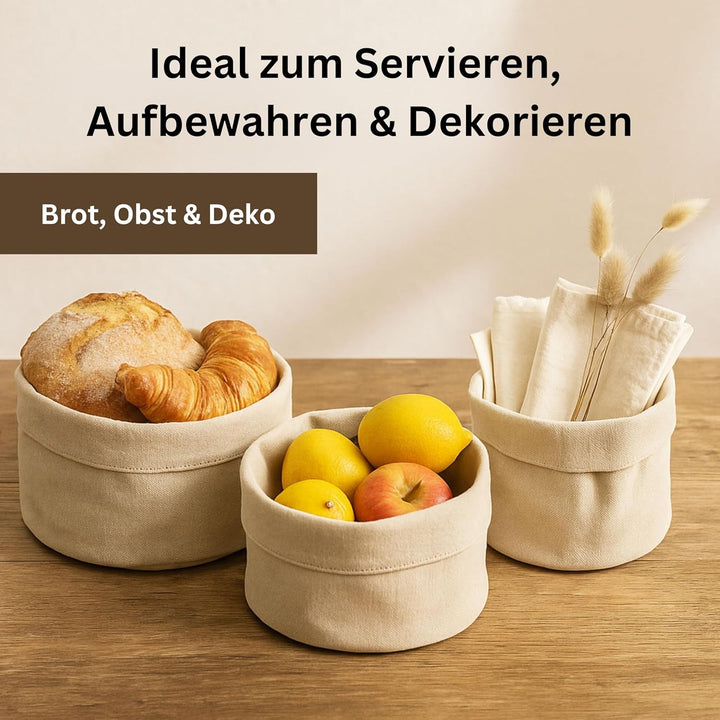 Brotkorb aus Hanf & Baumwolle - nachhaltiger Brötchenkorb für Tisch & Küche - Brotkörbchen plastikfr