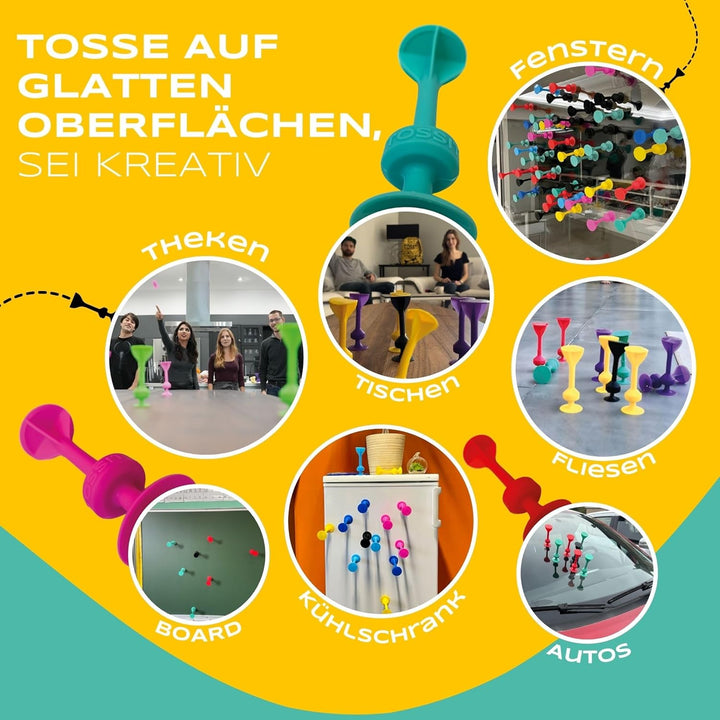 TOSSIT Spiel Rot Cyan, Dartpfeil Silikon-Saugnapf, Boccia innen aussen, starker und langlebiger Saug